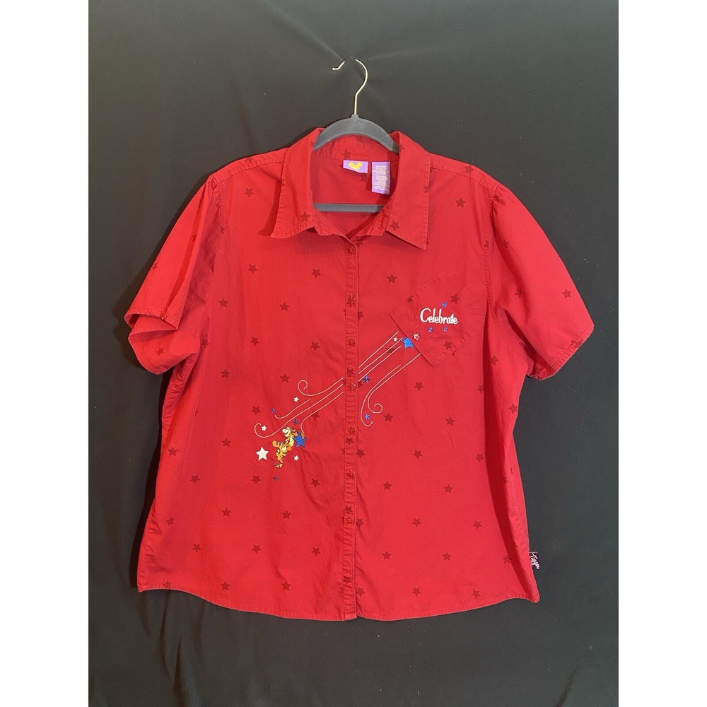 Tigger Disney Women Red Short Sleeve Embroidered "Celebrate" Shirt 22W/24W